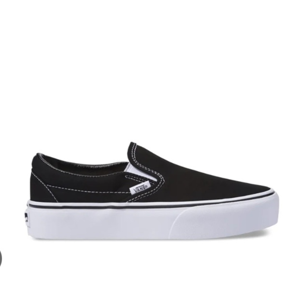 black platform vans, slip-on, size 7.5